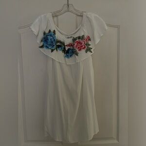 White dress with flowers